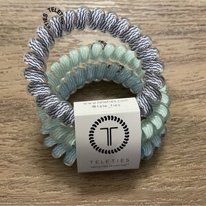 TELETIES Mint & Navy Spiral Hair Ties - 3 Pack - Large Totally Turquoise
